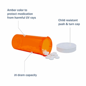 20 DR Child Resistant Vials (200 Pcs)