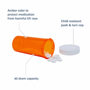 40 DR Child Resistant Vials (120 Pcs)